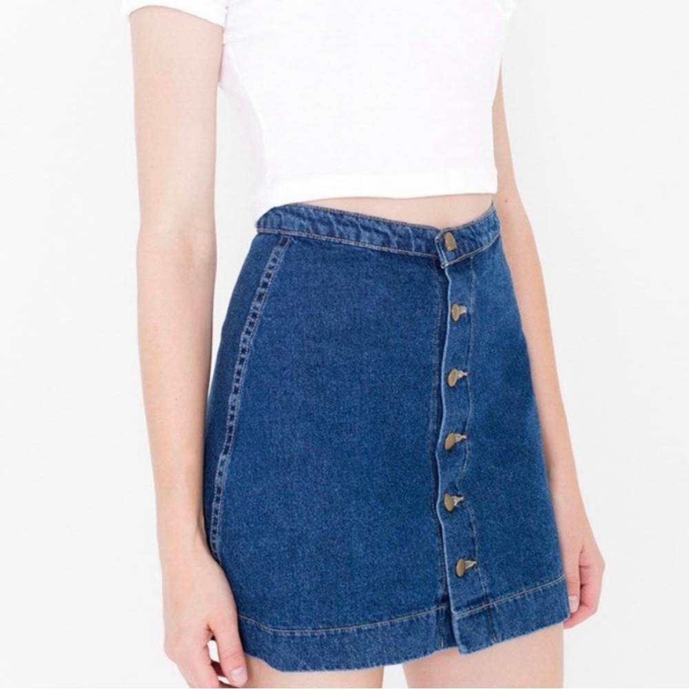American Apparel - Button Front Denim A Line Skirt